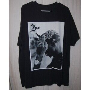 2pac Tupac Shakur Middle Finger Black T-shirt Men Rap Tee Size XL